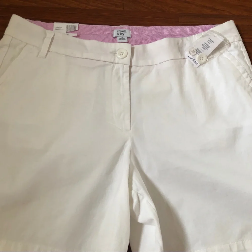 Crown & Ivy Caroline 7” Inseam Shorts Classic Fit Comfort White Size 16 New - Picture 8 of 12